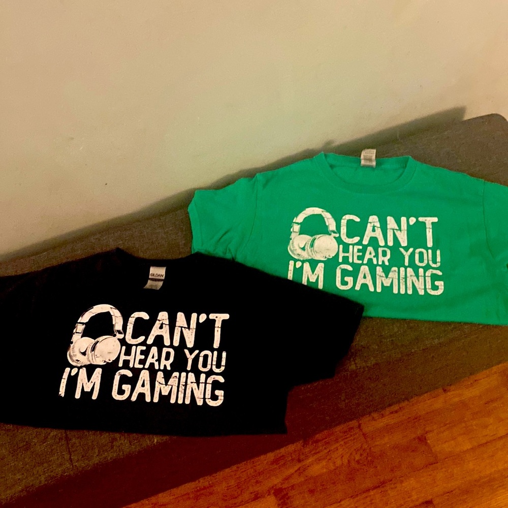Two T-Shirts (size Youth Medium)- “Can’t hear you, I’m gaming”